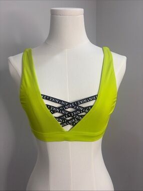 Nike Green Yellow Sports Bra Swim Top Small